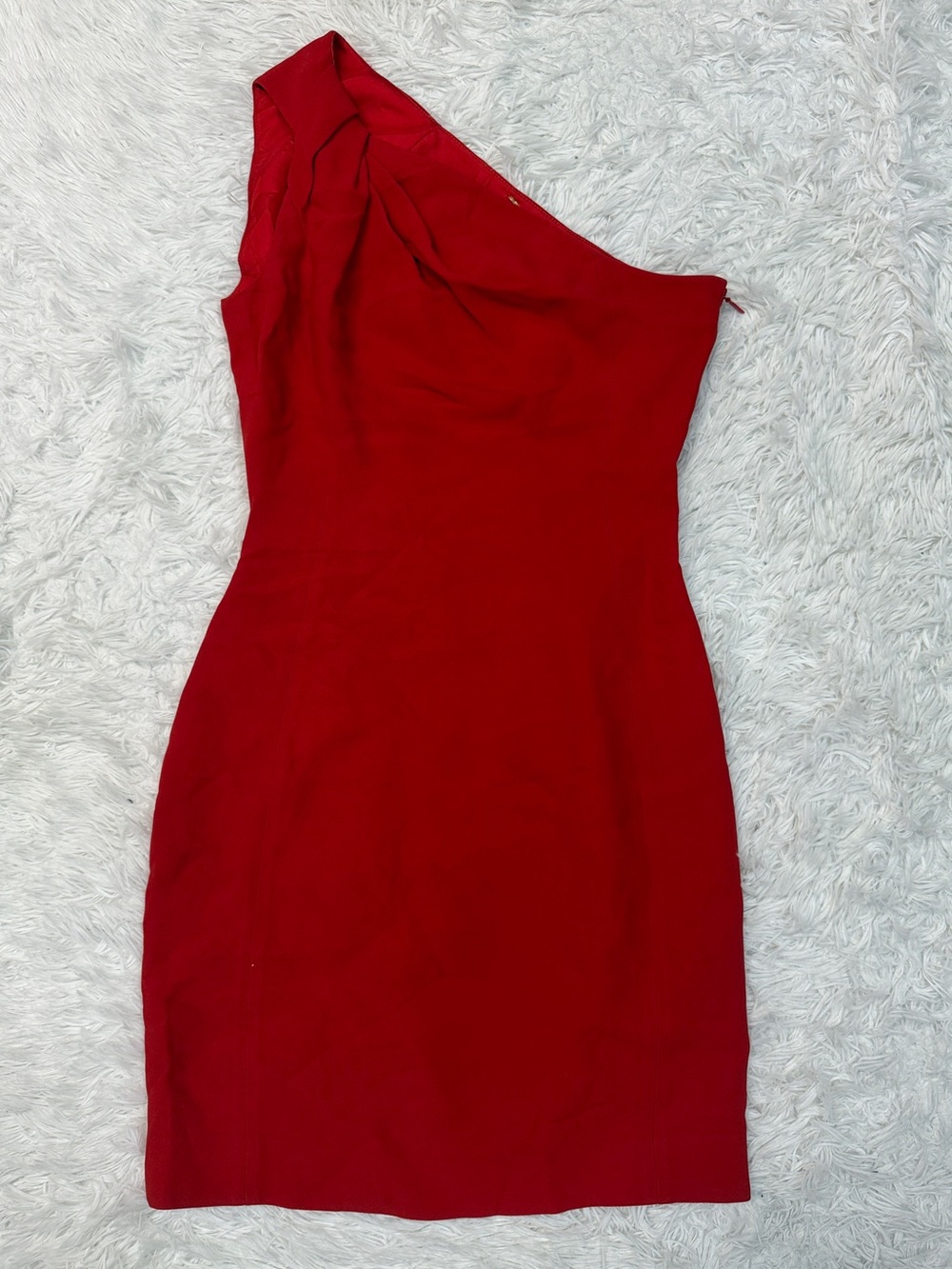 Saint Laurent Paris One Shoulder Red Mini Dress
